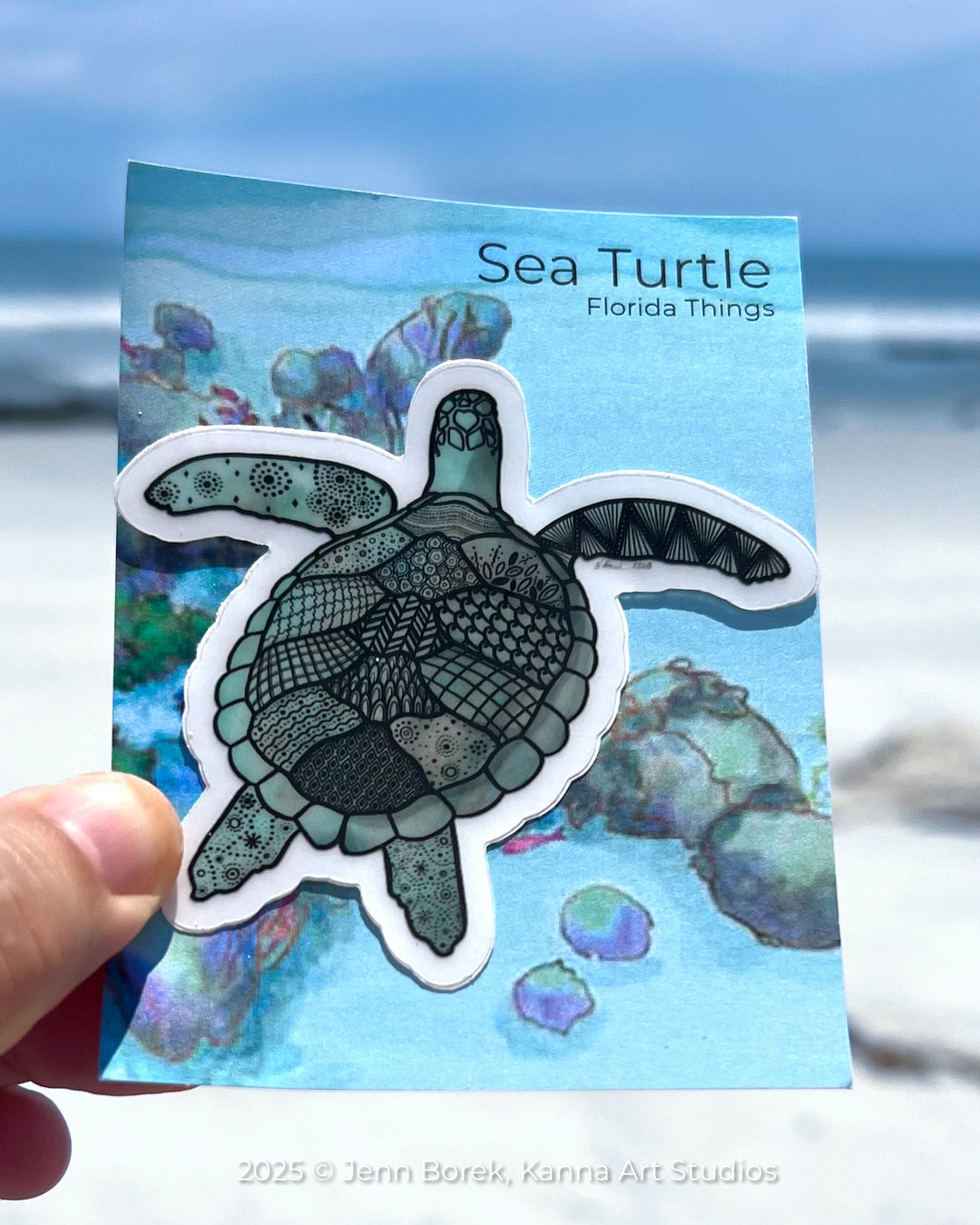 Sticker - Sea Turtle - Turquoise - Clear background - 3" or 2"