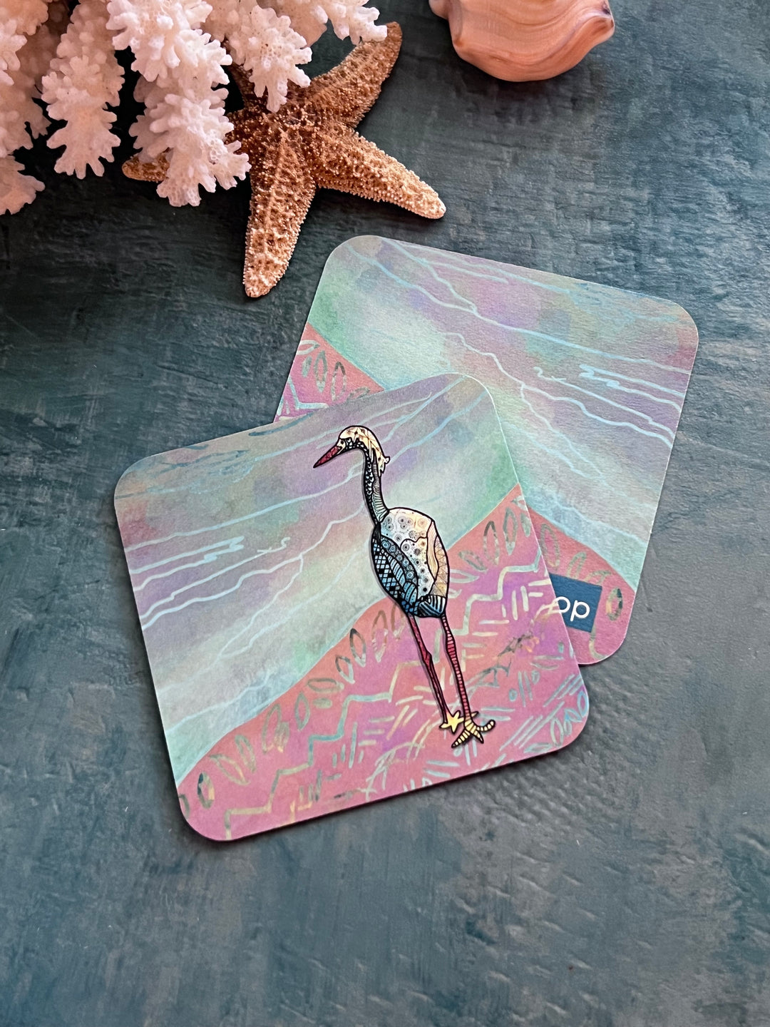Snowy Egret | Paper Coaster 3.5 X 3.5 | Snowy Egret Paper Coaster | Snowy Egret Coaster for journalers, ocean lovers, or ocean themed gathering