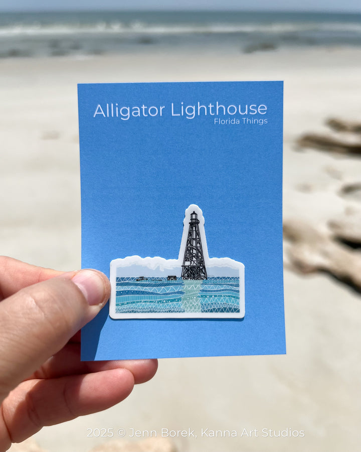 Alligator Reef Lighthouse | Stickers 3" | Cute Ocean Alligator Reef Lighthouse Vinyl Sticker | Black & White, Waterproof Alligator Reef Lighthouse Decal for Laptop, Water Bottle, Journal, Gift for Ocean Lovers