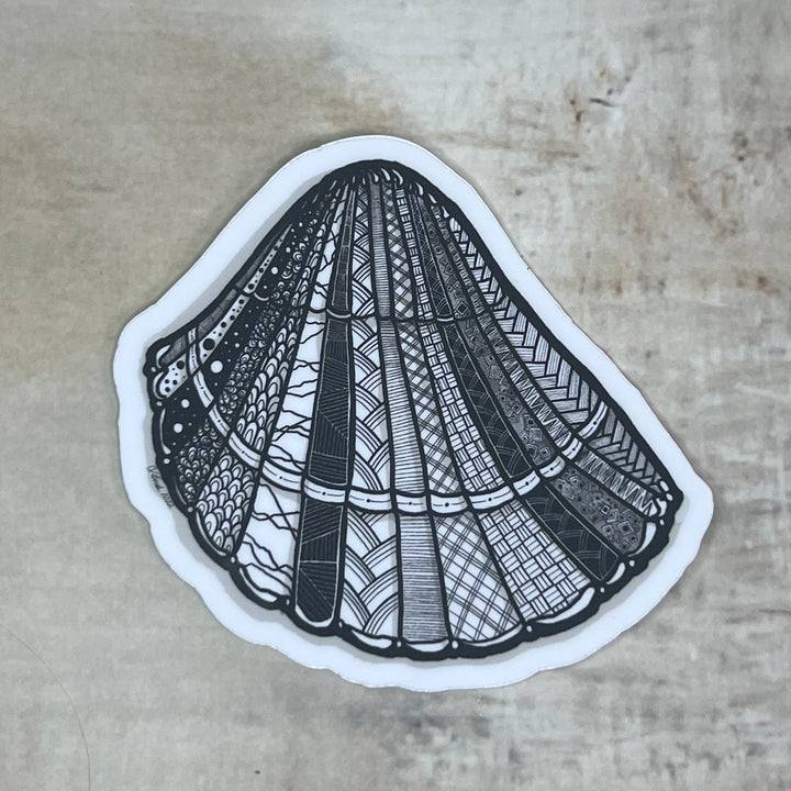 Sticker - Cockleshell - Black & White - White Background - 3"