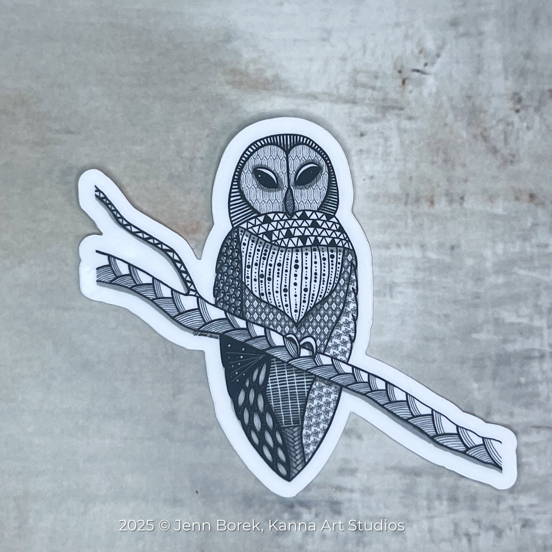 Barred Owl | Stickers 3" | Barred Owl Vinyl Sticker | Black & White, Barred Owl Decal for Laptop, Water Bottle, Journal, Gift for Ocean Lovers (Copy)