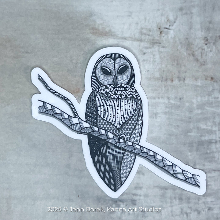 Barred Owl | Stickers 3" | Barred Owl Vinyl Sticker | Black & White, Barred Owl Decal for Laptop, Water Bottle, Journal, Gift for Ocean Lovers (Copy)