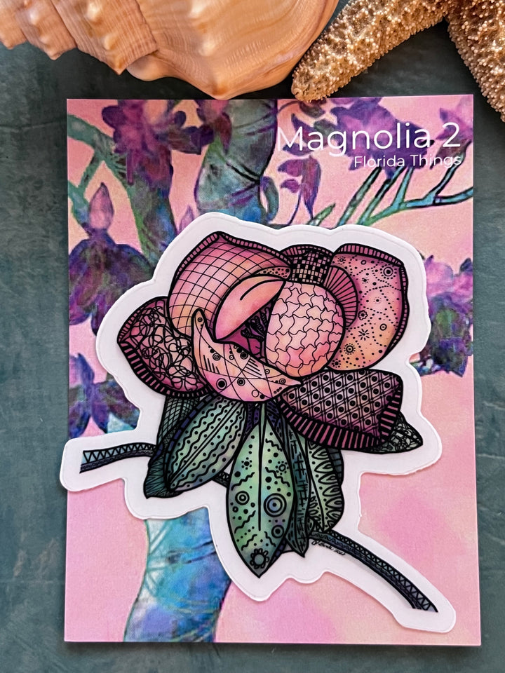 Magnolia 2 | Stickers 2" or 3" | Cute Magnolia 2 Vinyl Sticker | Clear, Magnolia 2 Decal for Laptop, Water Bottle, Journal, Gift for Ocean Lovers