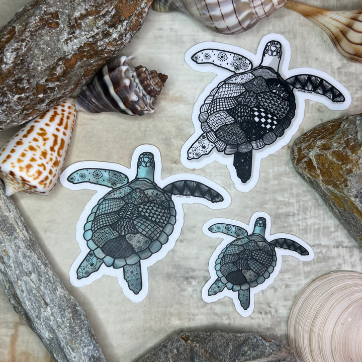 Sticker - Sea Turtle - Turquoise - Clear background - 3" or 2"