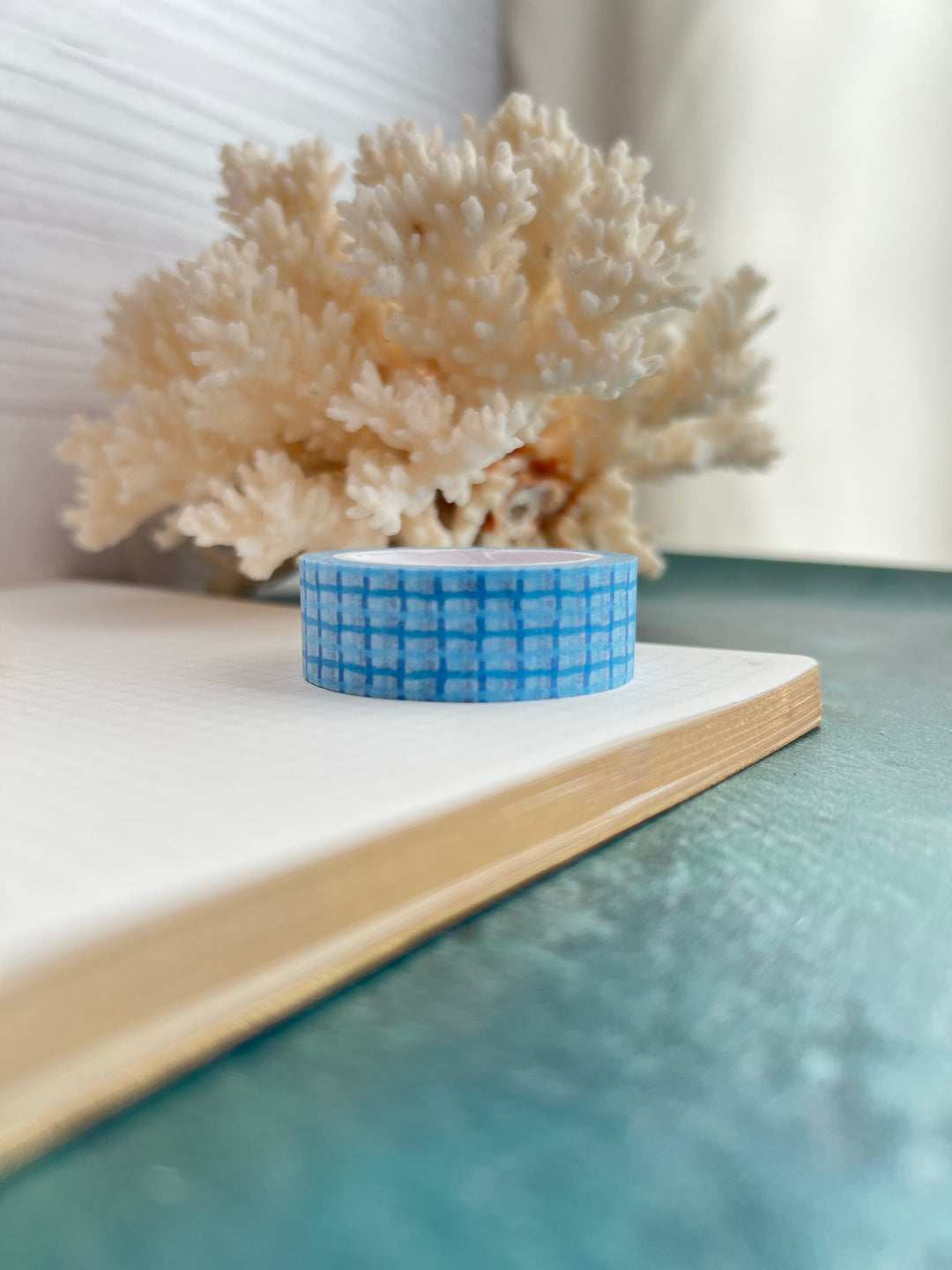 Washi Tape Wavy Gingham | 15mm Hand-Drawn Gingham Washi Tape | Colorful Journal, Planner & Scrapbook Tape | Pink, Orange, Green, Turquoise, Blue, Purple
