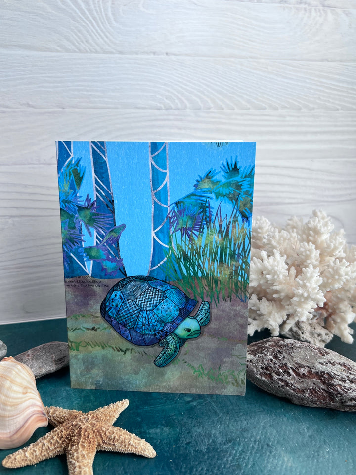 Gopher Tortoise | Blank Note Card 4.5 x 6.25 | Gopher Tortoise Animal Greeting Card | Gopher Tortoise Stationery, Coastal Gift