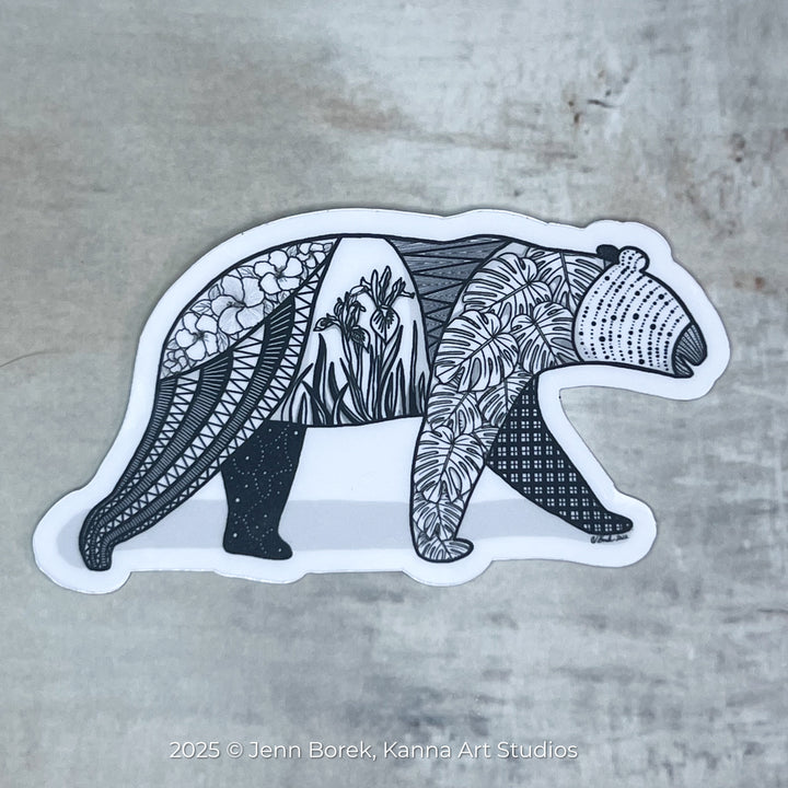 Bear | 3" Vinyl Sticker | Black & White, Bear Decal for Laptop, Water Bottle, Journal, Gift for Ocean Lovers