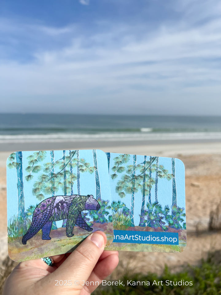 Bear | Paper Coaster 3.5 X 3.5 | Bear Paper Coaster | Bear Coaster for journalers, ocean lovers, or ocean themed gathering
