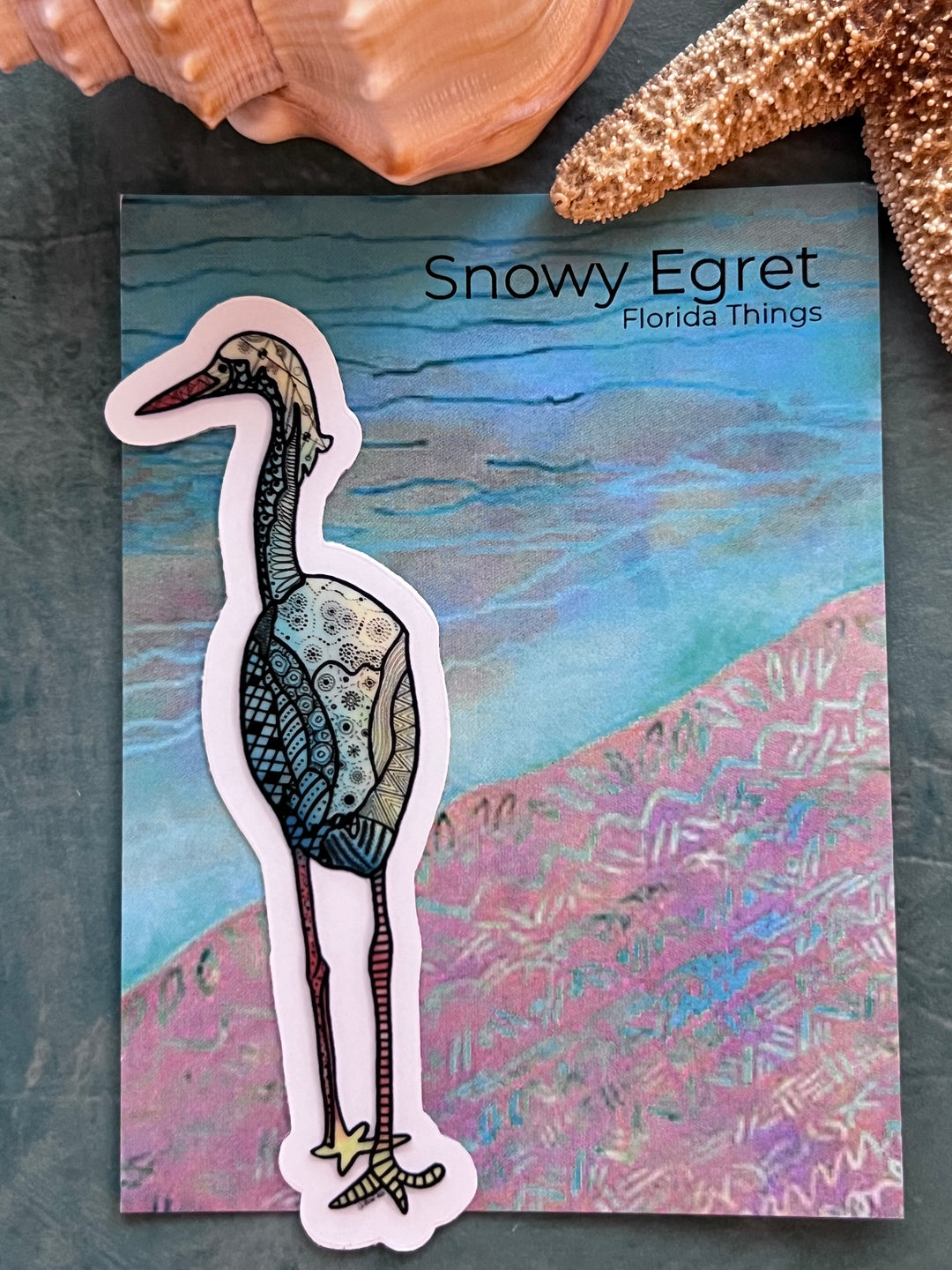 Snowy Egret | Stickers 2" or 3" | Shore Bird Snowy Egret Vinyl Sticker | Clear, Waterproof Snowy Egret Decal for Laptop, Water Bottle, Journal, Gift for Ocean Lovers