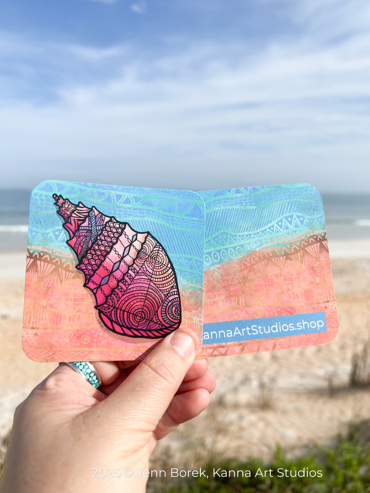 Conch | Paper Coaster 3.5 X 3.5 | Conch Paper Coaster | Conch Coaster for journalers, ocean lovers, or ocean themed gathering