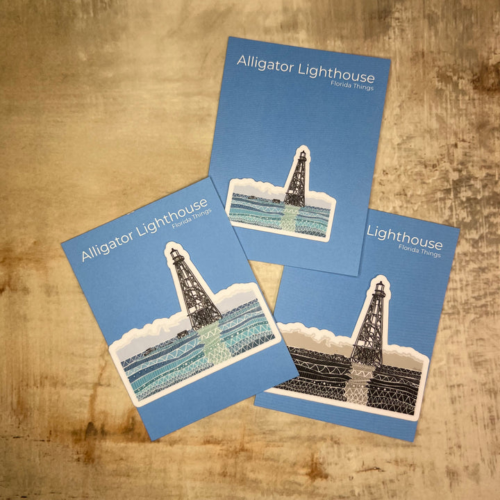Sticker - Alligator Lighthouse (Diecut) - Turquoise - Clear Background - 3" or 2"
