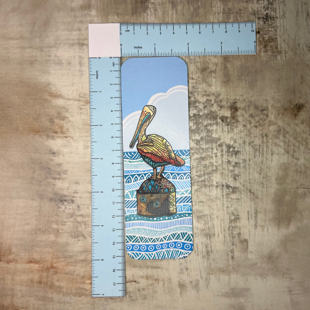 Bookmark - Pelican - Orange, Turquoise - 2x6"