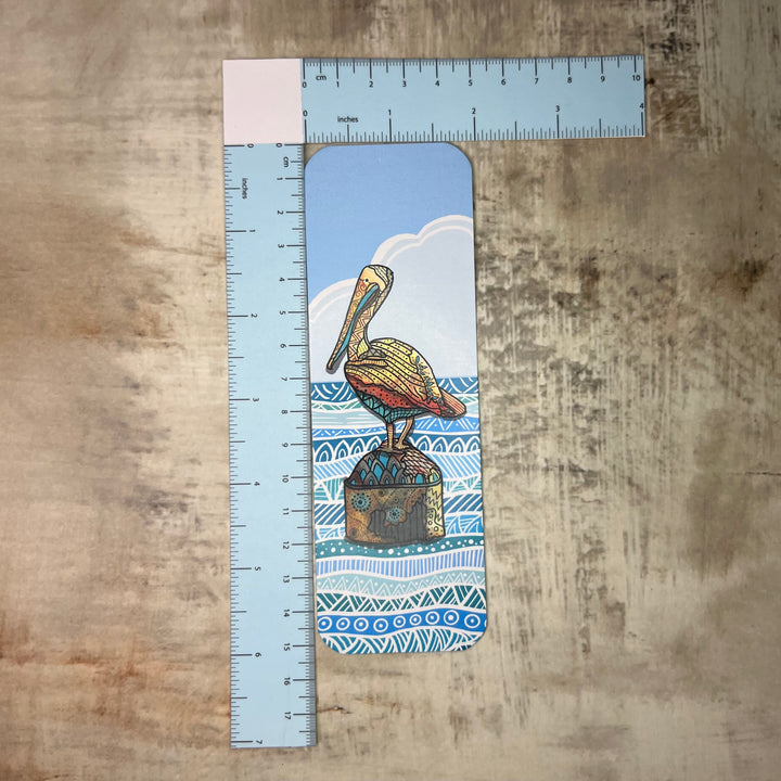 Bookmark - Pelican - Orange, Turquoise - 2x6"