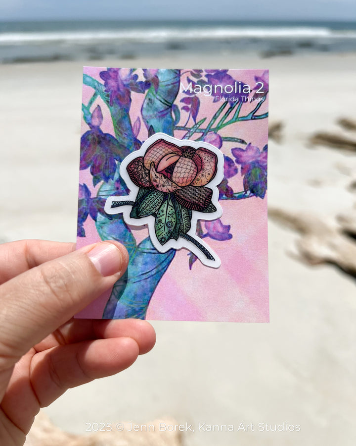 Magnolia 2 | Stickers 2" or 3" | Cute Magnolia 2 Vinyl Sticker | Clear, Magnolia 2 Decal for Laptop, Water Bottle, Journal, Gift for Ocean Lovers