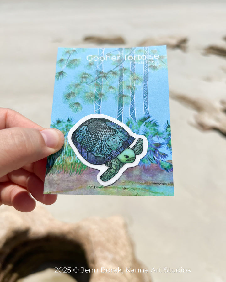 Gopher Tortoise | Stickers 2" or 3" | Gopher Tortoise Vinyl Sticker | Clear, Gopher Tortoise Decal for Laptop, Water Bottle, Journal, Gift for Ocean Lovers