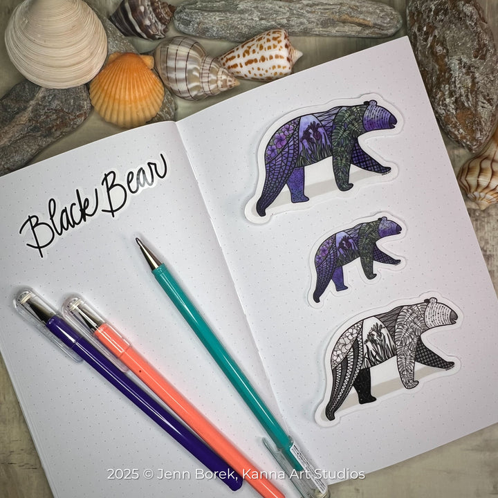 Bear | 3" Vinyl Sticker | Black & White, Bear Decal for Laptop, Water Bottle, Journal, Gift for Ocean Lovers