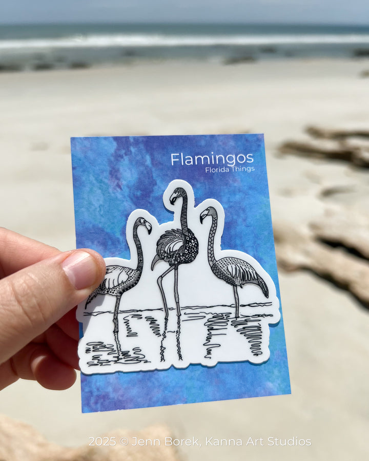 Flamingos Stickers 3" | Cute Flamingos Vinyl Sticker | Black & White, Waterproof Flamingos Decal for Laptop, Water Bottle, Journal, Gift for Ocean Lovers