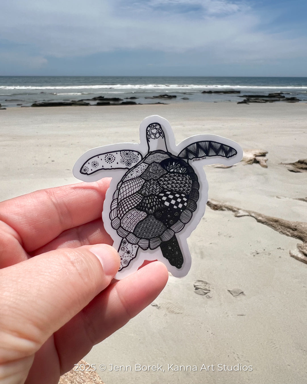 Sea Turtle Stickers 3" | Cute Ocean Animal Vinyl Sticker | Black & White, Waterproof Turtle Decal for Laptop, Water Bottle, Journal, Gift for Ocean Lovers