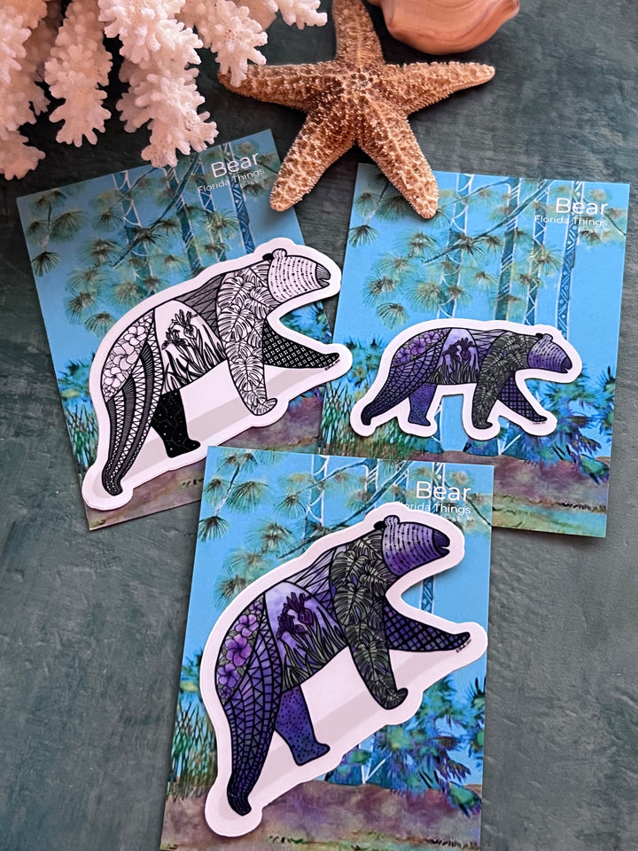 Bear | Stickers 2" or 3" | Bear Vinyl Sticker | Clear, Bear Decal for Laptop, Water Bottle, Journal, Gift for Ocean Lovers
