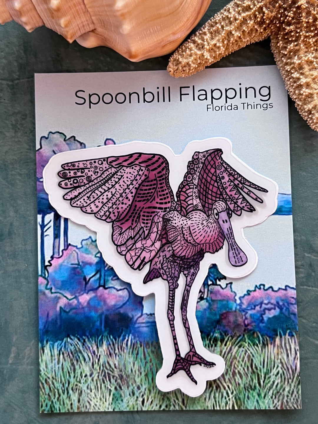 Spoonbill Flapping | Stickers 2" or 3" | Spoonbill Vinyl Sticker | Clear, Blue, Waterproof Spoonbill Decal for Laptop, Water Bottle, Journal, Gift for Ocean Lovers