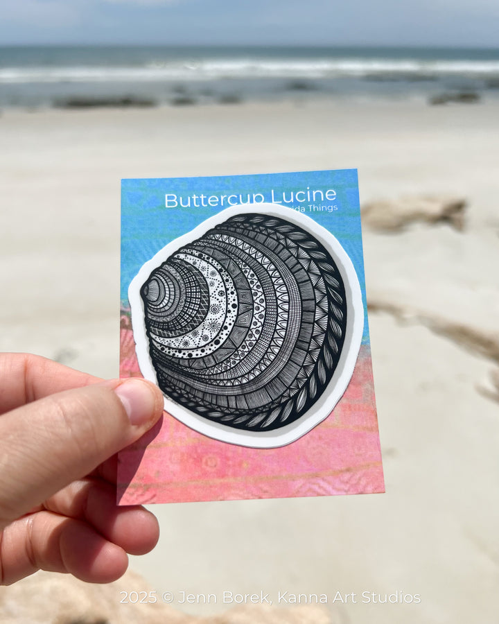 Buttercup Lucine | Stickers 3" | Buttercup Lucine Vinyl Sticker | Black & White, Waterproof Buttercup Lucine Decal for Laptop, Water Bottle, Journal, Gift for Ocean Lovers