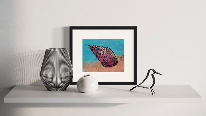 Conch | Art Print 8 x 10 | Colorful Ocean Wall Art | Conch Illustration, Coastal Beach Decor