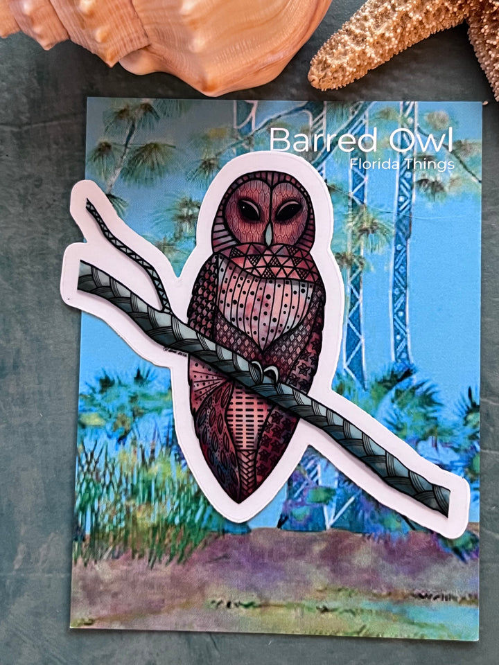 Barred Owl | Stickers 2" or 3" | Barred Owl Vinyl Sticker | Clear, Barred Owl Decal for Laptop, Water Bottle, Journal, Gift for Ocean Lovers