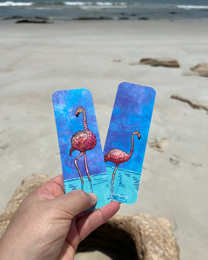 Flamingos Bookmark 2x6 | Ocean Flamingos Bookmark | Cute Flamingos Book Mark for Readers, Students, Ocean Lovers Gift