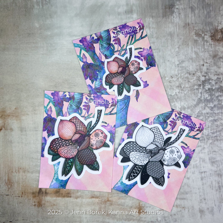 Magnolia 1 | Stickers 2" or 3" | Cute Magnolia 1 Vinyl Sticker | Clear, Magnolia 1 Decal for Laptop, Water Bottle, Journal, Gift for Ocean Lovers