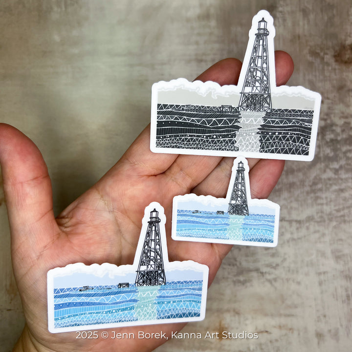 Alligator Reef Lighthouse | Stickers 2" or 3" | Cute Alligator Reef Lighthouse Vinyl Sticker | Clear, Alligator Reef Lighthouse Decal for Laptop, Water Bottle, Journal, Gift for Ocean Lovers
