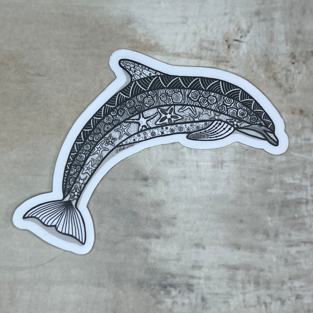 Dolphin Stickers 3" | Cute Ocean Dolphin Vinyl Sticker | Black & White, Waterproof Dolphin Decal for Laptop, Water Bottle, Journal, Gift for Ocean Lovers