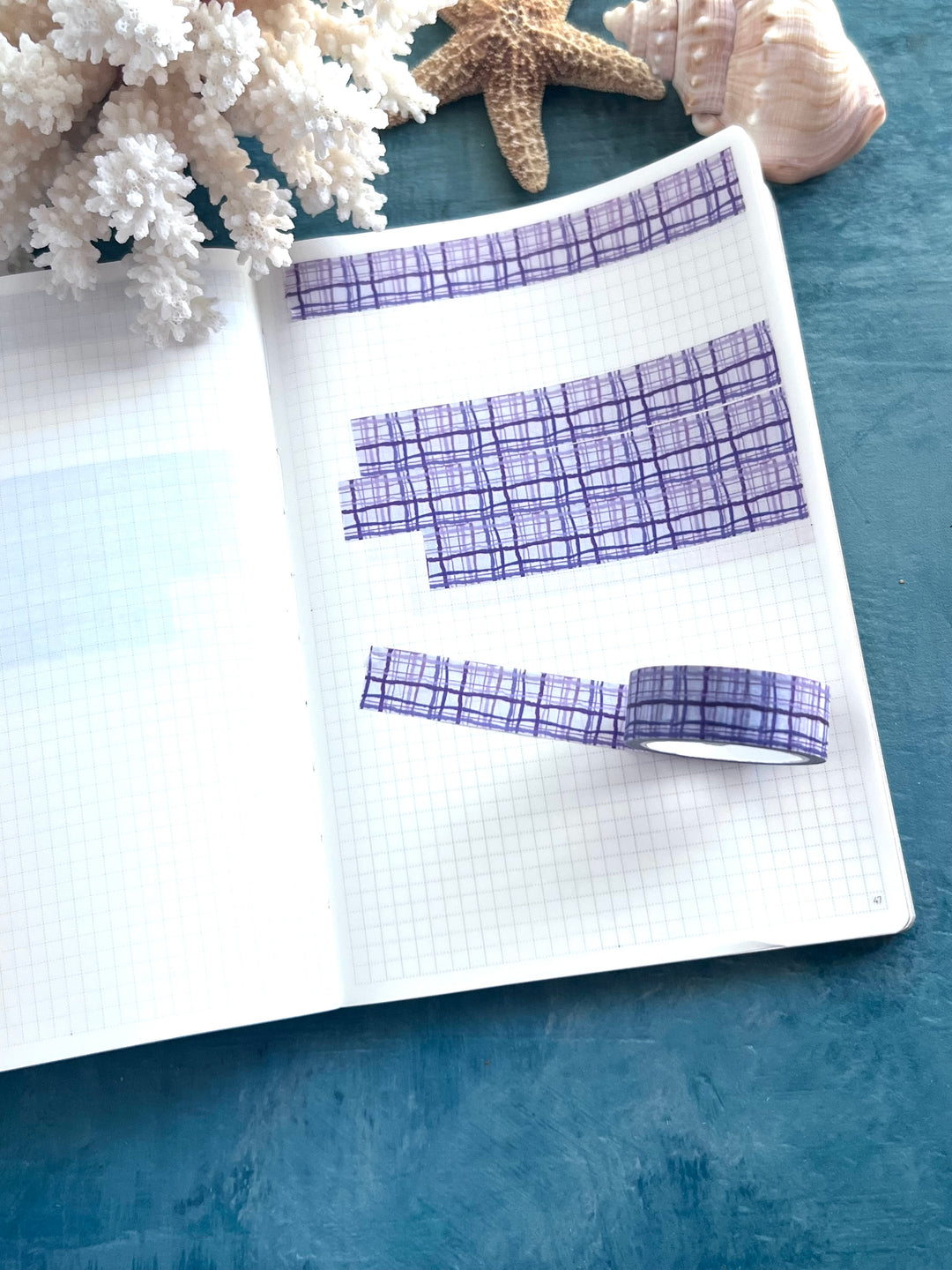 Washi Tape Wavy Plaid | 15mm Hand-Drawn Plaid Washi Tape | Colorful Journal, Planner & Scrapbook Tape | Pink, Orange, Green, Turquoise, Blue, Purple
