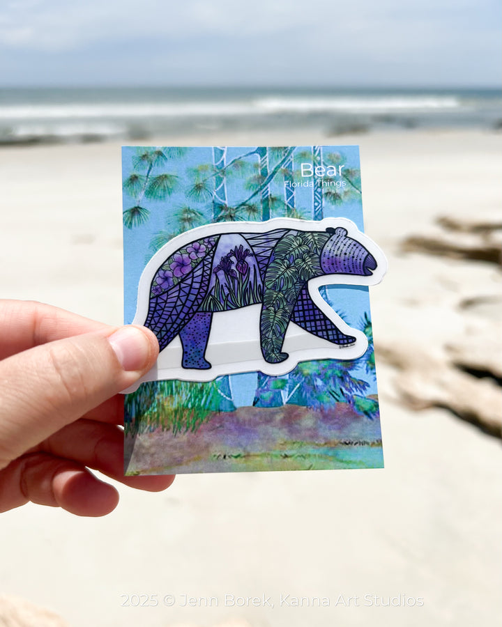 Bear | Stickers 2" or 3" | Bear Vinyl Sticker | Clear, Bear Decal for Laptop, Water Bottle, Journal, Gift for Ocean Lovers