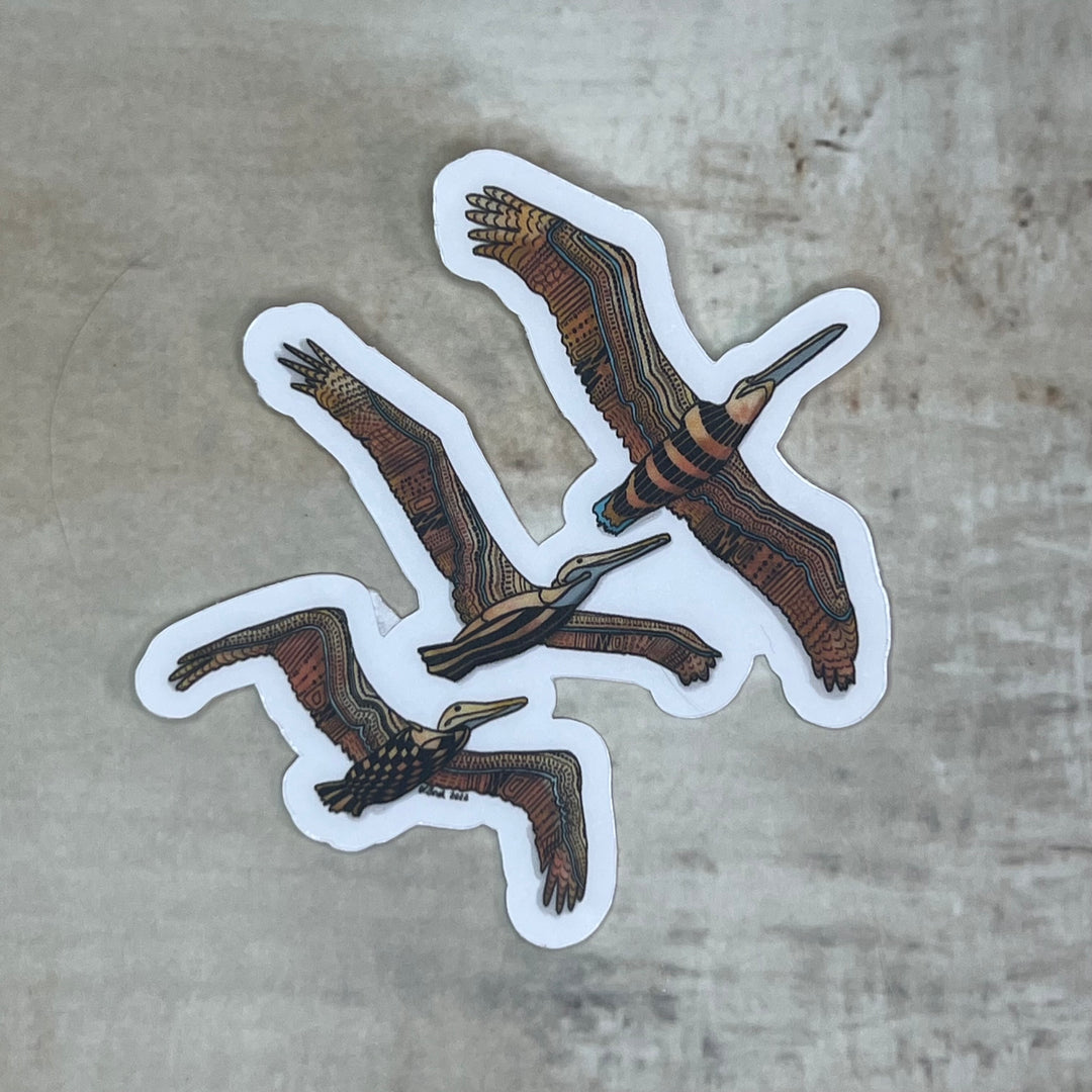 Pelican Squadron Stickers 2" or 3" | Cute Ocean Pelican Squadron Vinyl Sticker | Clear, Blue, Waterproof Pelican Squadron Decal for Laptop, Water Bottle, Journal, Gift for Ocean Lovers
