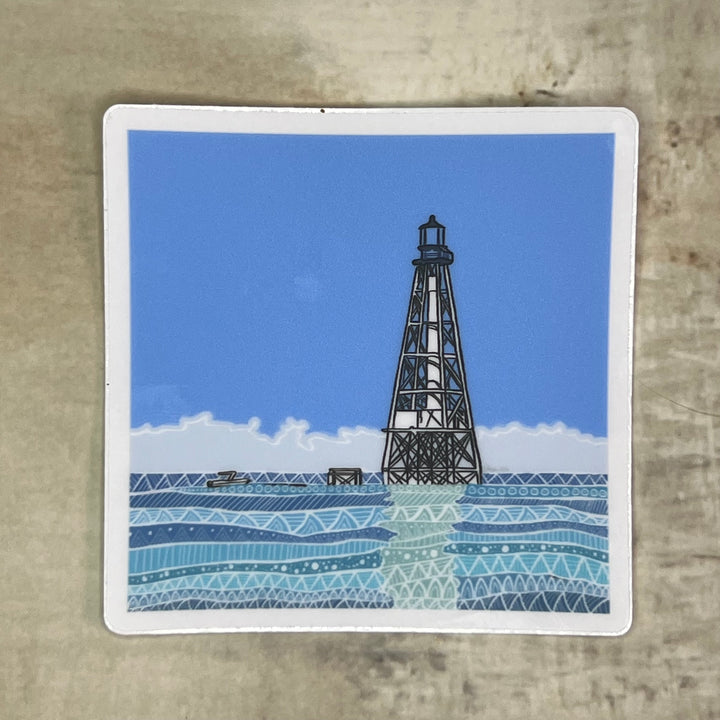 Sticker - Alligator Lighthouse (Square) - Turquoise - Clear Background - 3" or 2"