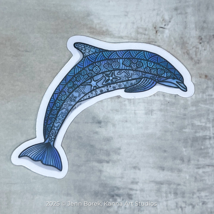Dolphin Stickers 2" or 3" | Cute Ocean Dolphin Vinyl Sticker | Clear, Blue, Waterproof Dolphin Decal for Laptop, Water Bottle, Journal, Gift for Ocean Lovers