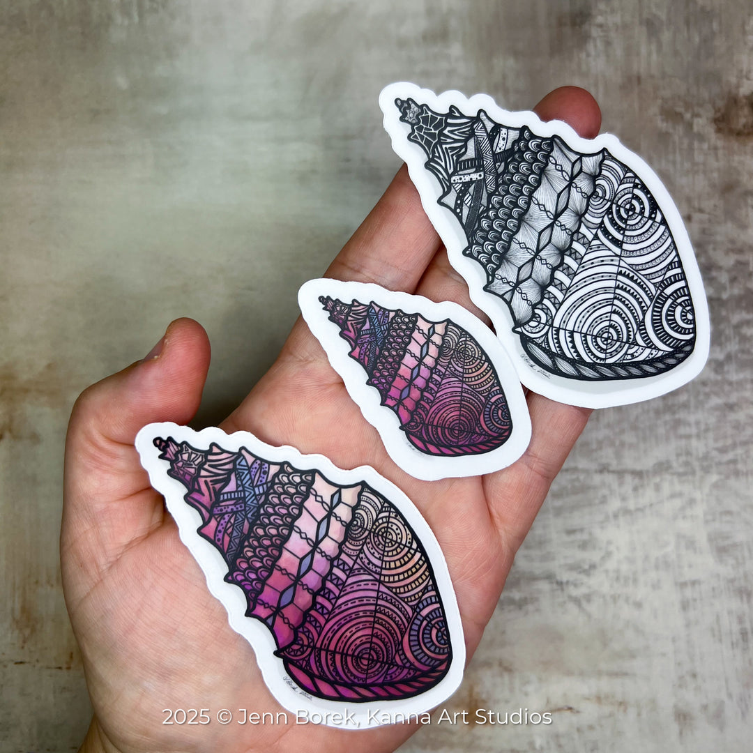 Conch | Stickers 2" or 3" | Conch Vinyl Sticker | Clear, Conch Decal for Laptop, Water Bottle, Journal, Gift for Ocean Lovers