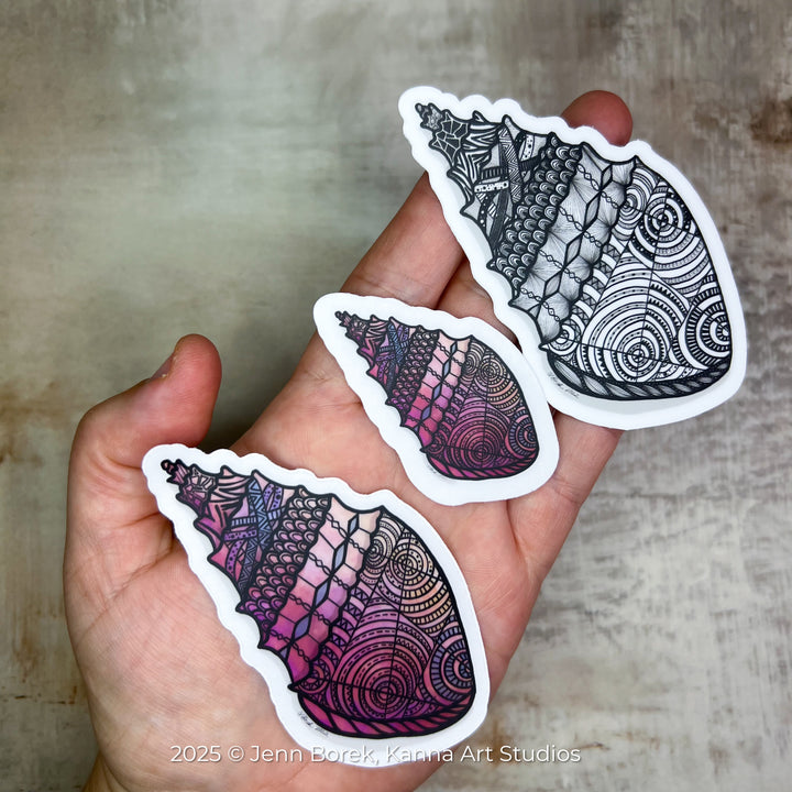 Conch | Stickers 2" or 3" | Conch Vinyl Sticker | Clear, Conch Decal for Laptop, Water Bottle, Journal, Gift for Ocean Lovers