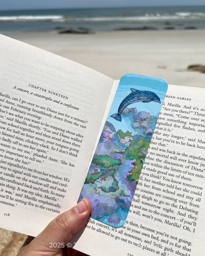 Dolphin | Bookmark 2x6 | Ocean Animal Bookmark | Cute Dolphin Book Mark for Readers, Students, Ocean Lovers Gift