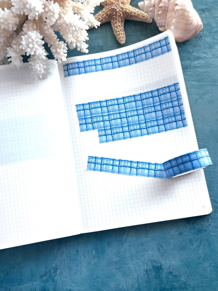 Washi Tape Wavy Plaid | 15mm Hand-Drawn Plaid Washi Tape | Colorful Journal, Planner & Scrapbook Tape | Pink, Orange, Green, Turquoise, Blue, Purple