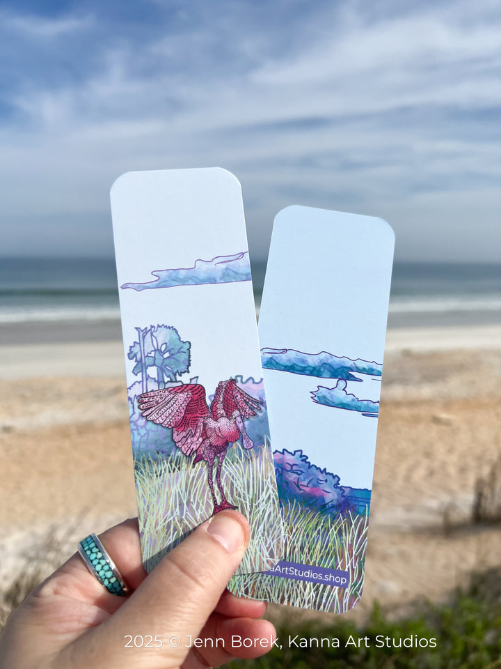 Spoonbill Flapping | Bookmark 2x6 | Spoonbill Flapping Bookmark | Spoonbill Flapping Book Mark for Readers, Students, Ocean Lovers Gift