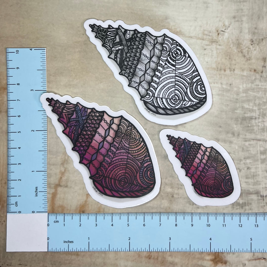 Sticker - Conch - Pink - Clear Background - 3" or 2"