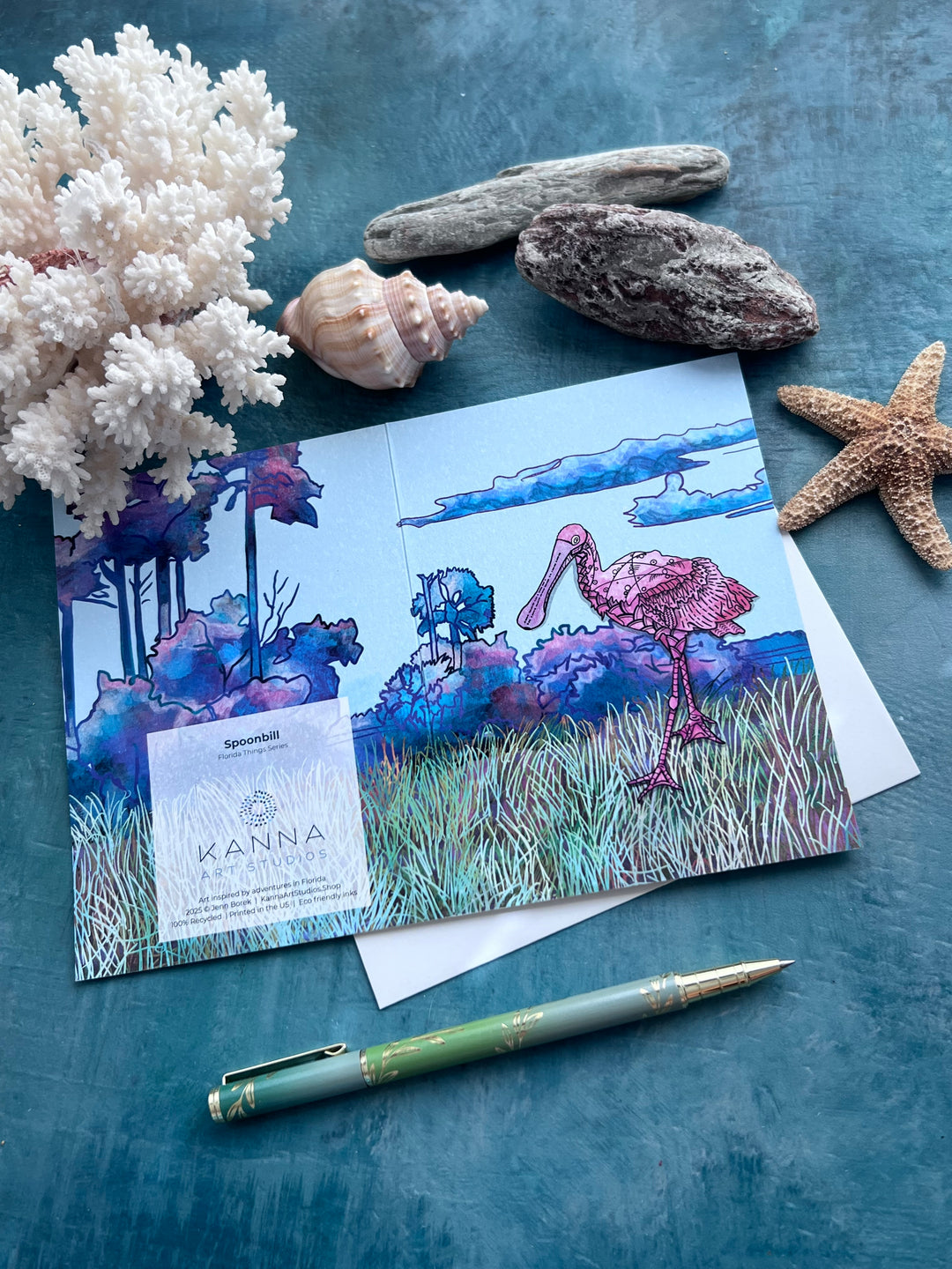Spoonbill | Blank Note Card 4.5 x 6.25 | Spoonbill Ocean Animal Greeting Card | Spoonbill Stationery, Coastal Gift