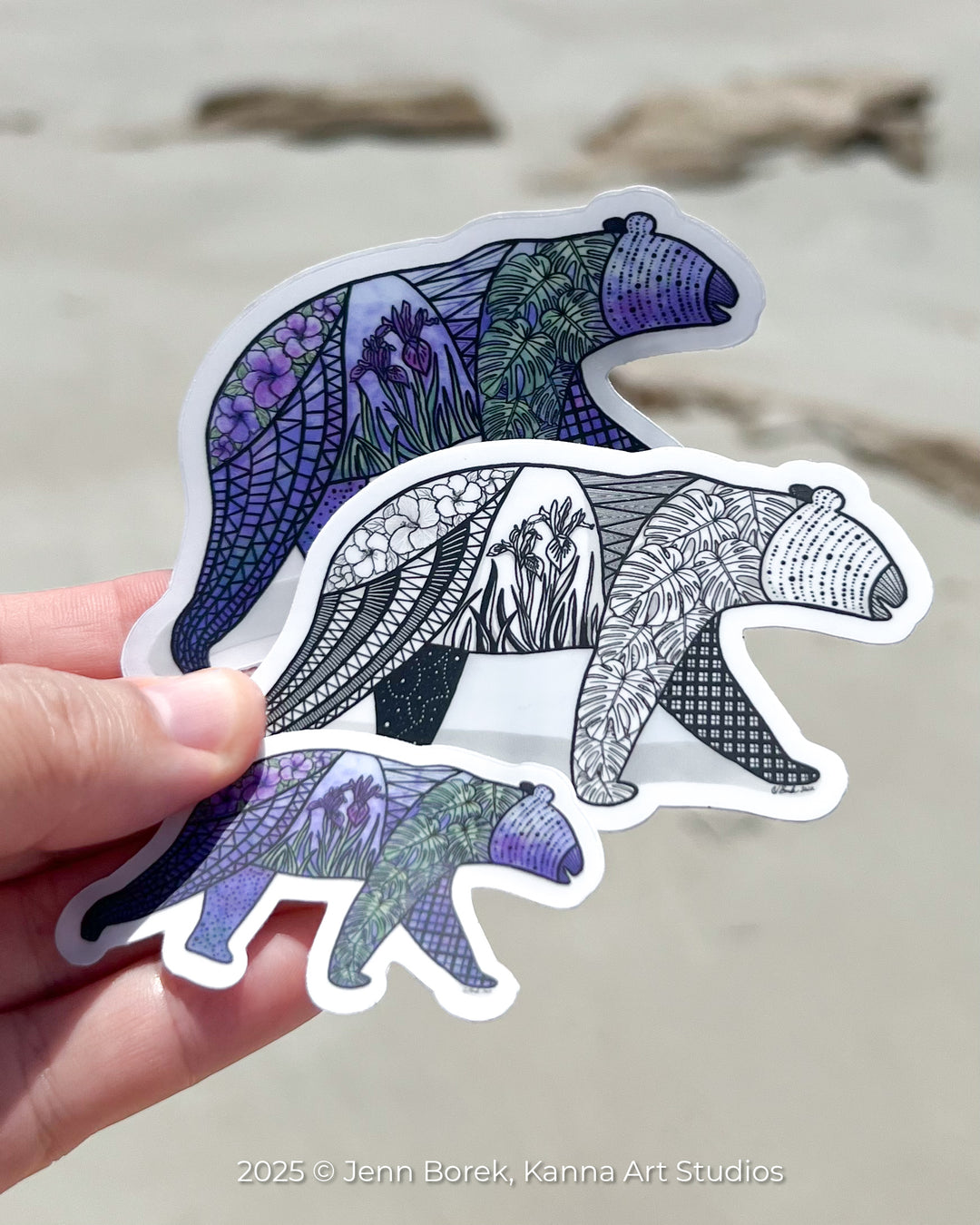 Bear | 3" Vinyl Sticker | Black & White, Bear Decal for Laptop, Water Bottle, Journal, Gift for Ocean Lovers