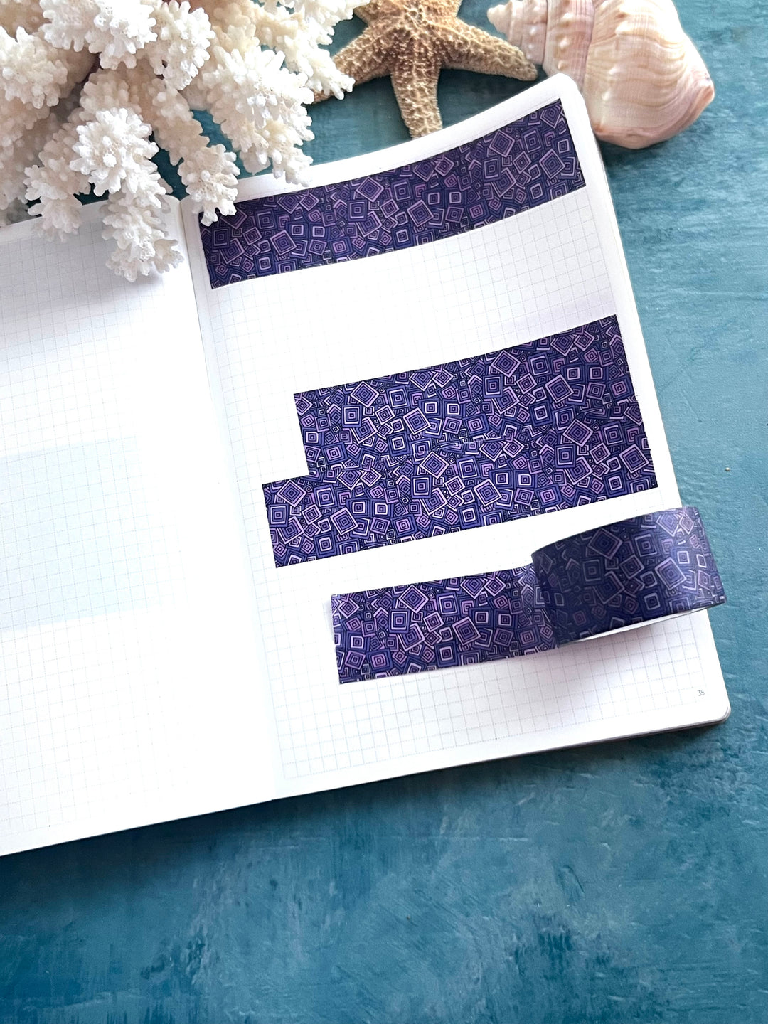 Washi Tape Tossed Squares| Hand-Drawn Geometric Pattern | Seamless Fabric Design | Decorative Journal Tape | Kanna Art Studios