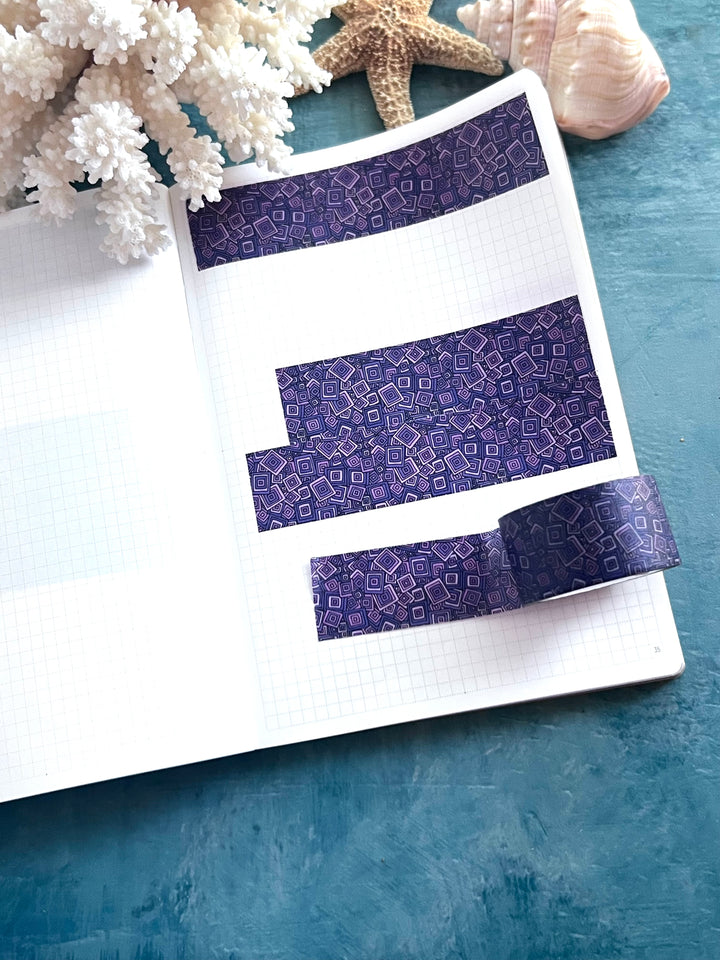 Washi Tape Tossed Squares| Hand-Drawn Geometric Pattern | Seamless Fabric Design | Decorative Journal Tape | Kanna Art Studios