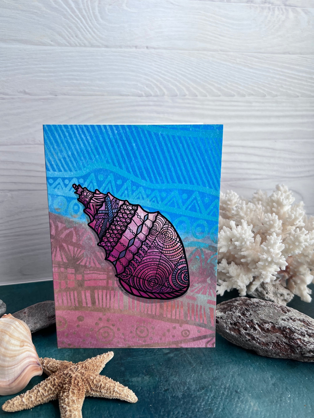 Conch | Blank Note Card 4.5 x 6.25 | Conch Animal Greeting Card | Conch Stationery, Coastal Gift