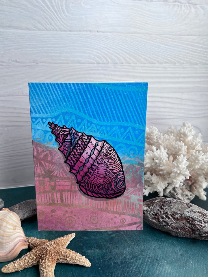 Conch | Blank Note Card 4.5 x 6.25 | Conch Animal Greeting Card | Conch Stationery, Coastal Gift