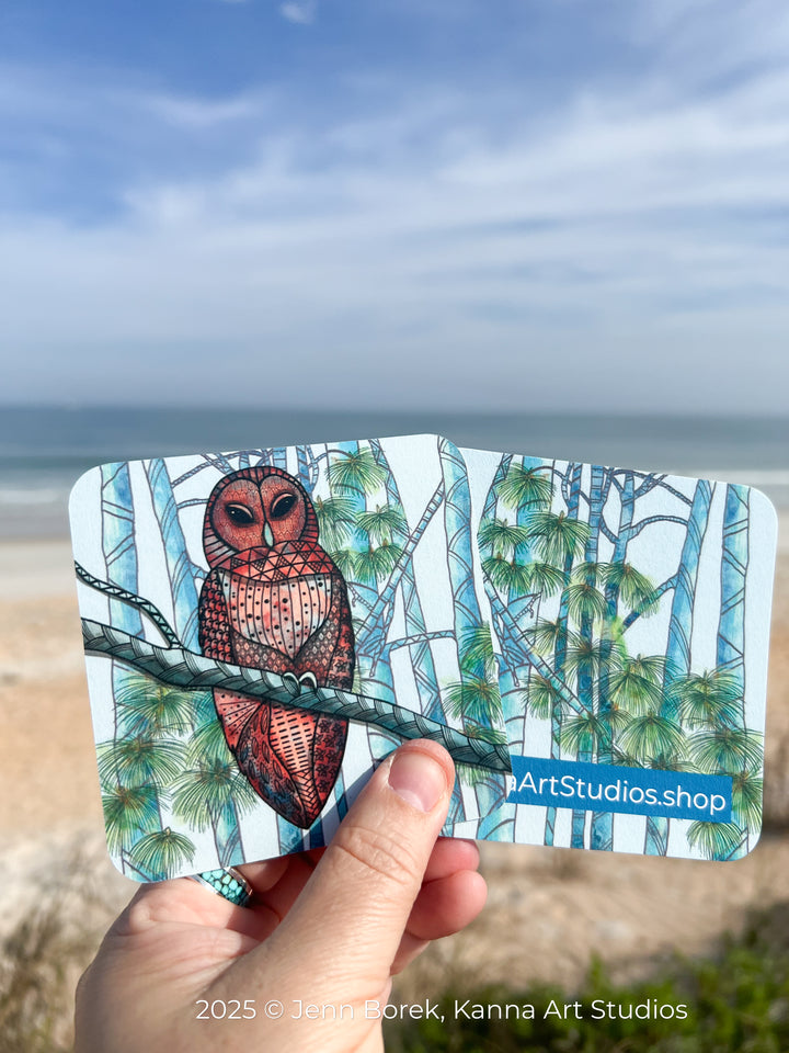 Barred Owl | Paper Coaster 3.5 X 3.5 | Barred Owl Paper Coaster | Barred Owl Coaster for journalers, ocean lovers, or ocean themed gathering