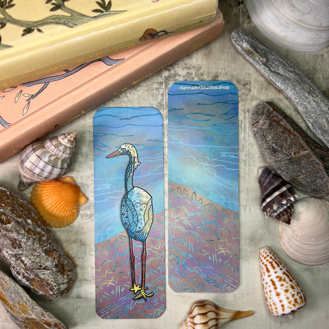 Bookmark - Snowy Egret - Teal - 2x6"
